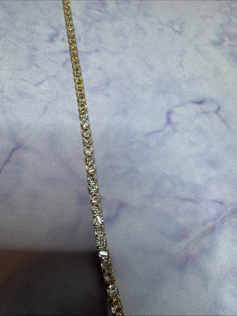 Gold Rhinestone Tennis Ankle Bracelet - Picture 6 of 6